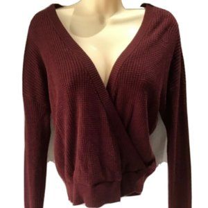 Splendid crossover knit sweater wine red burgundy